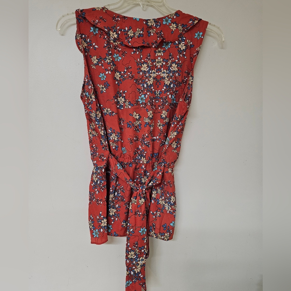 Max Studio Floral Burnt Orange Sleeveless Top Size L - Picture 5 of 5